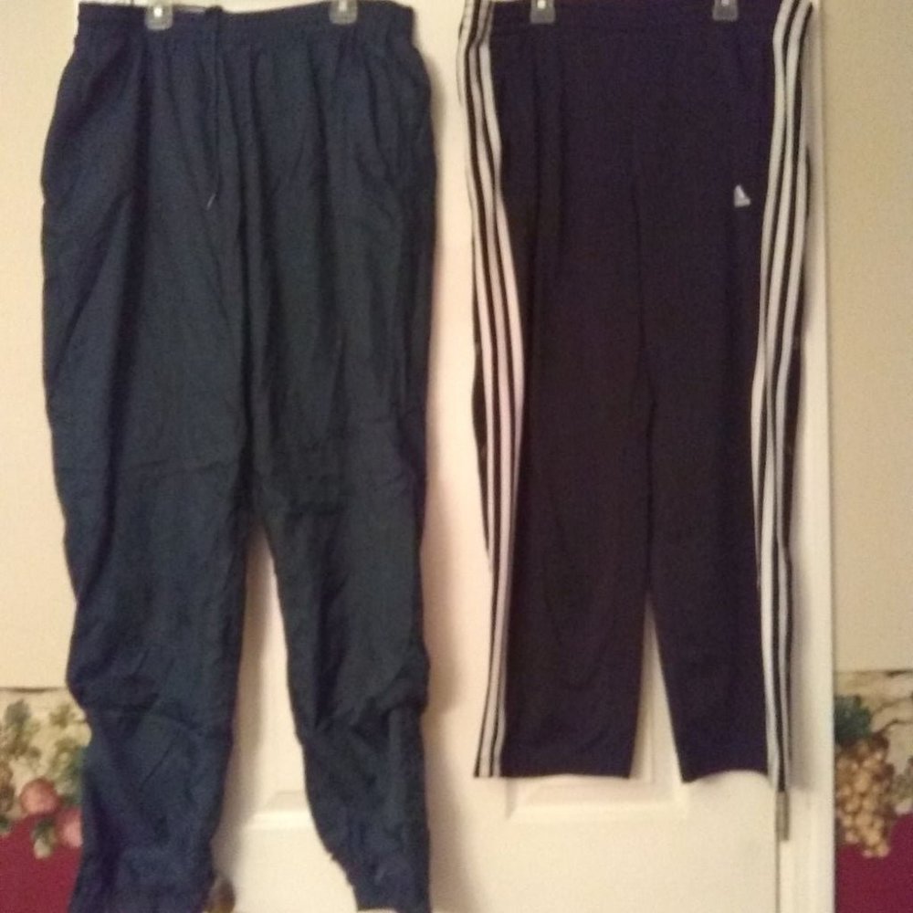 Lot of 2 Men's Reebok Windpants and Adidas Tear Away Track Pants
